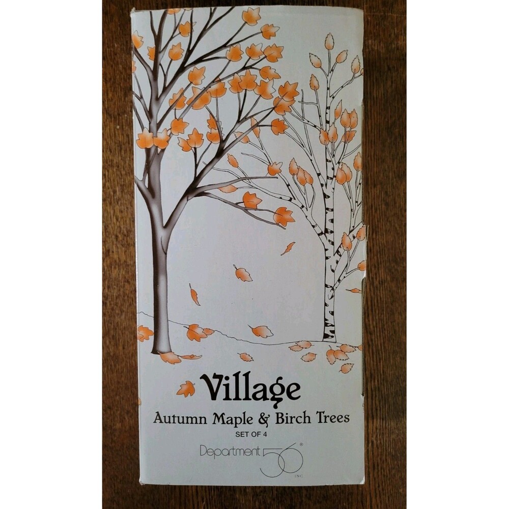 Set of 3 Department 56 Village Autumn Fall Maple and Birch Trees With Box 52655